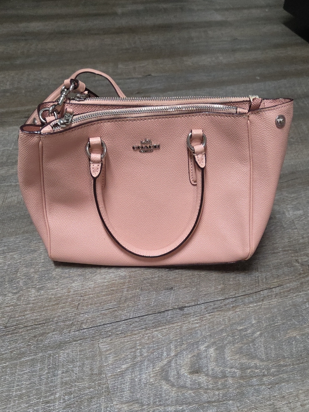 Coach Pebble Leather Satchel in Light Pink